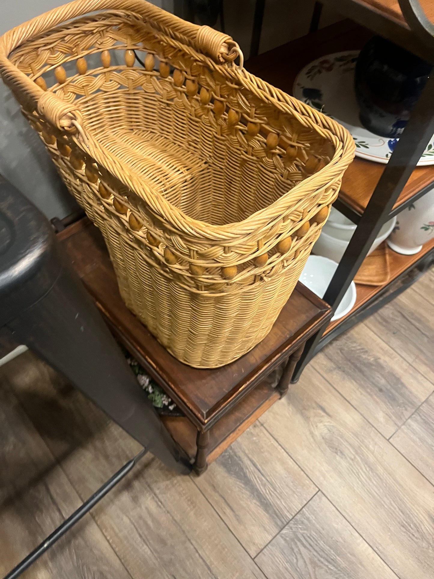 Wicker stair basket