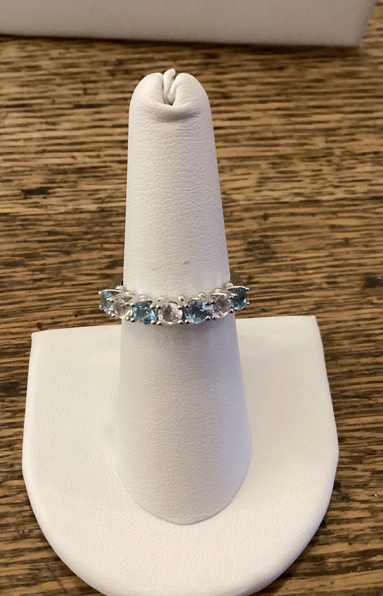 Bl topaz w/ clear CZ ring sz 7 - 1