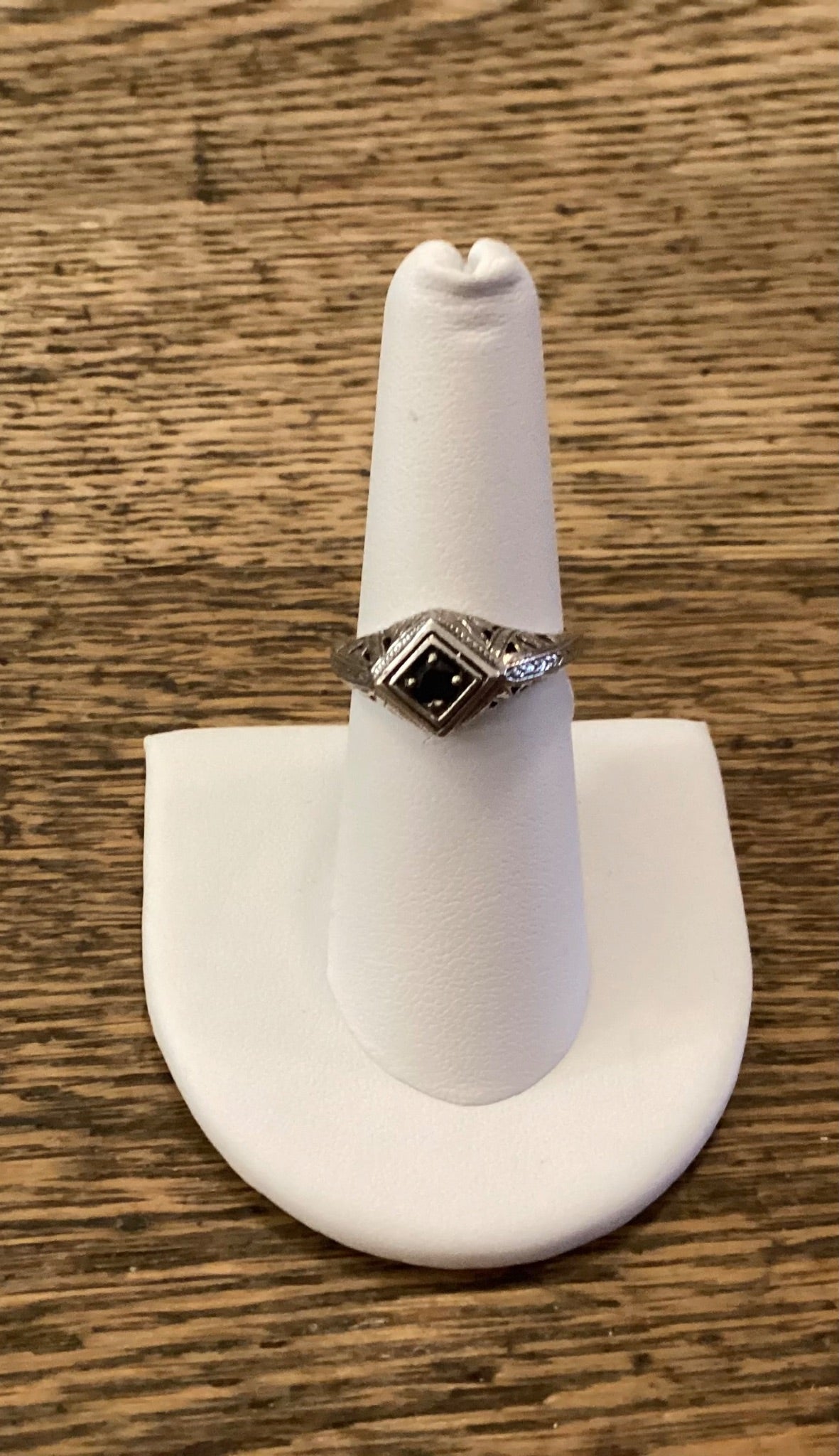Sterling  filigree saphire ring - 1