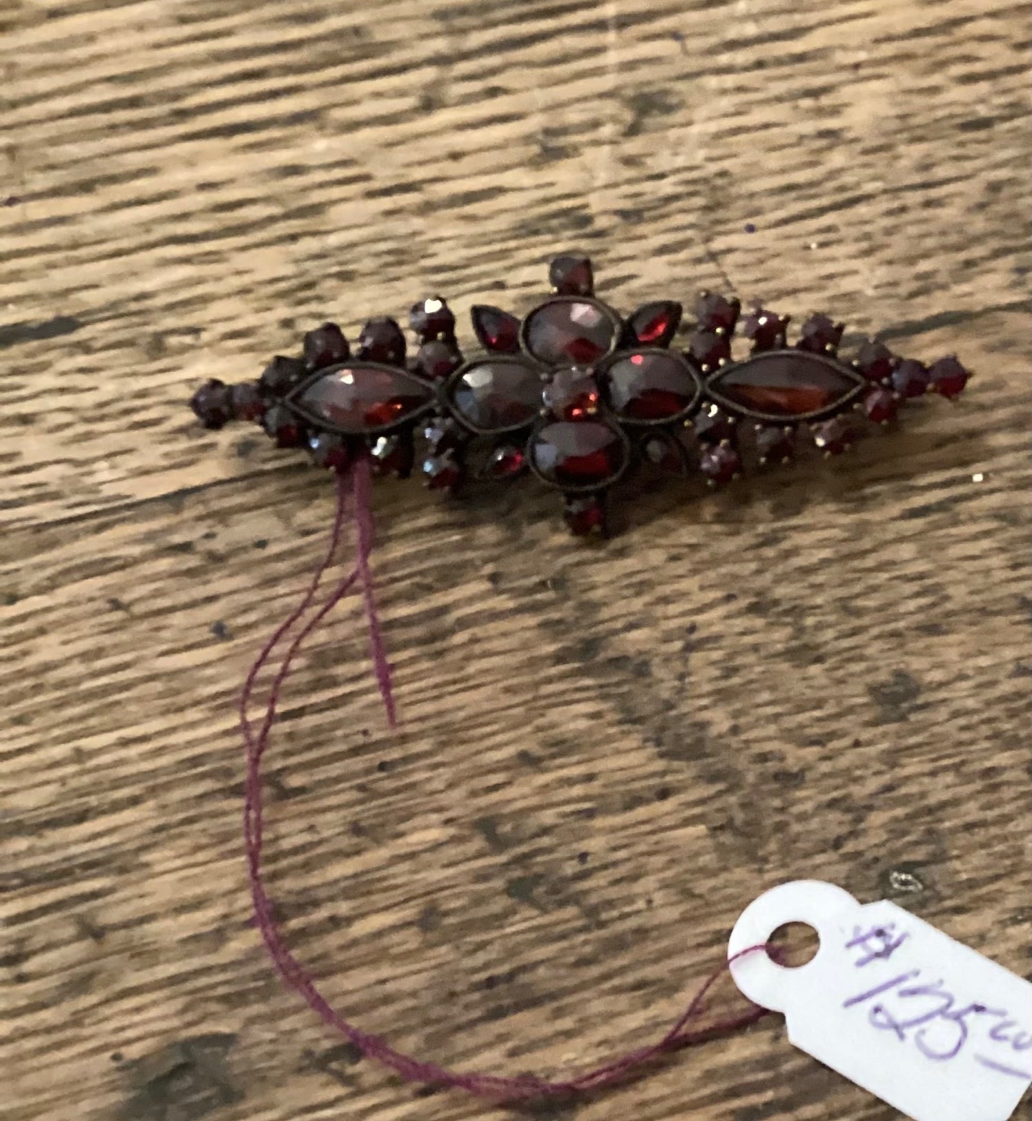 Victorian garnet bar pin - 1