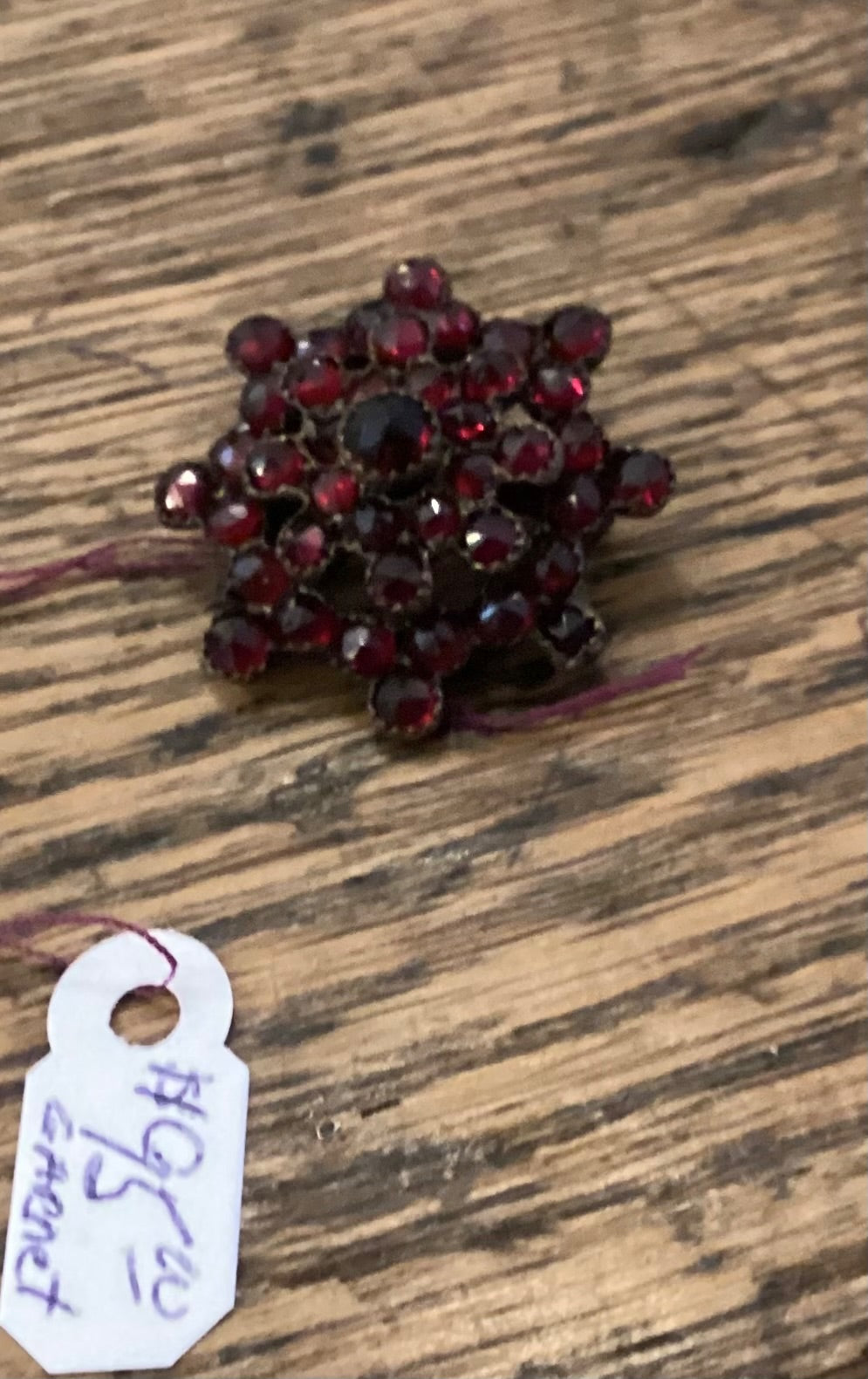 Victorian garnet starburst pin - 1