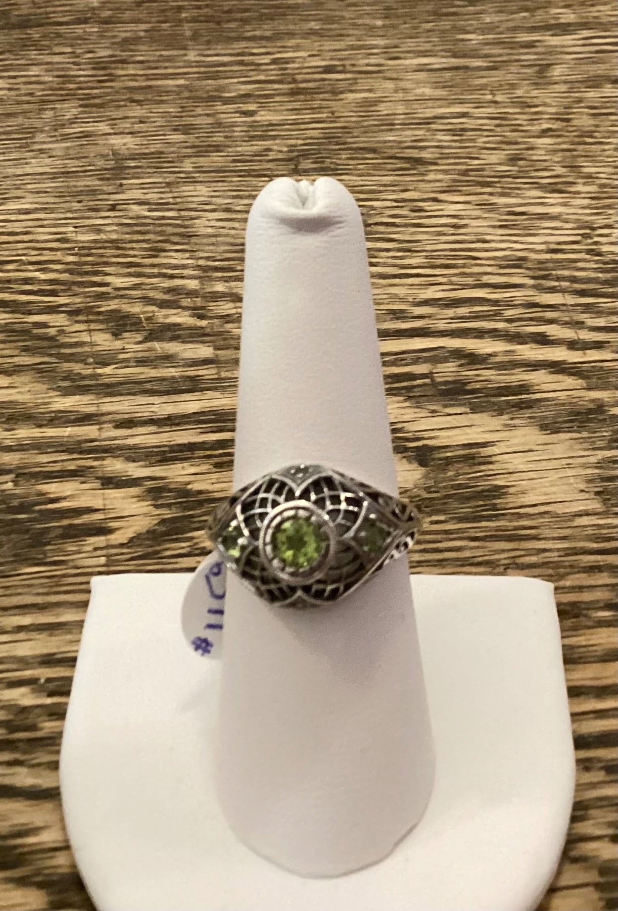 Sterling dome peridot ring sz8 - 1
