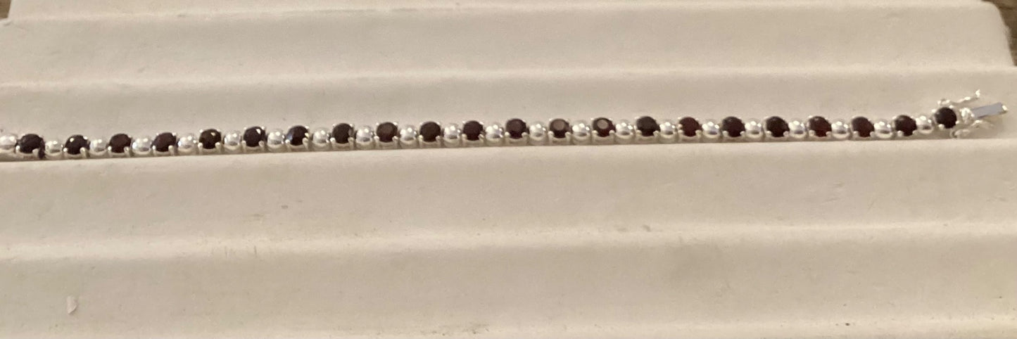 Sterling and. Garnet bracelet - 1