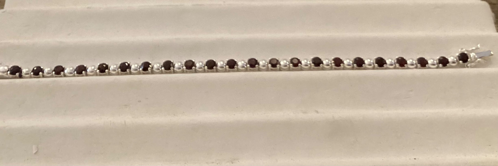 Sterling and. Garnet bracelet - 1
