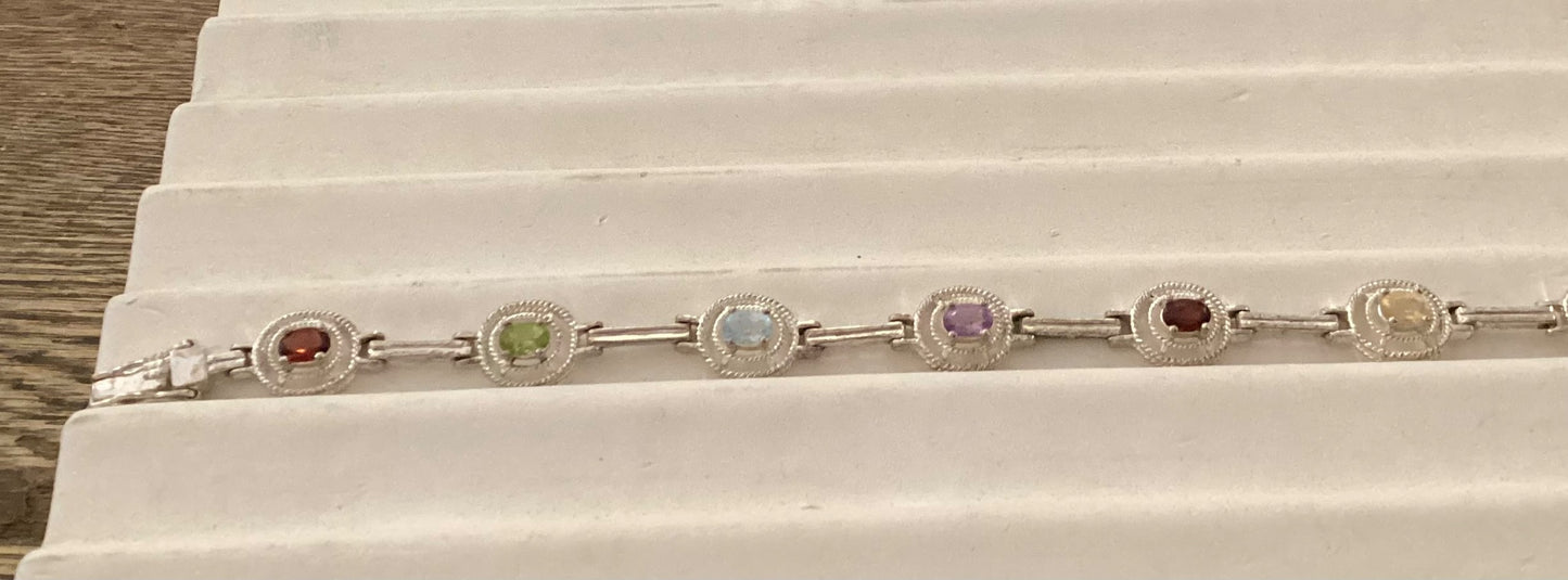 Sterling multi gem bracelet - 1
