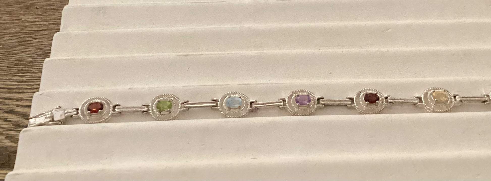 Sterling multi gem bracelet - 1