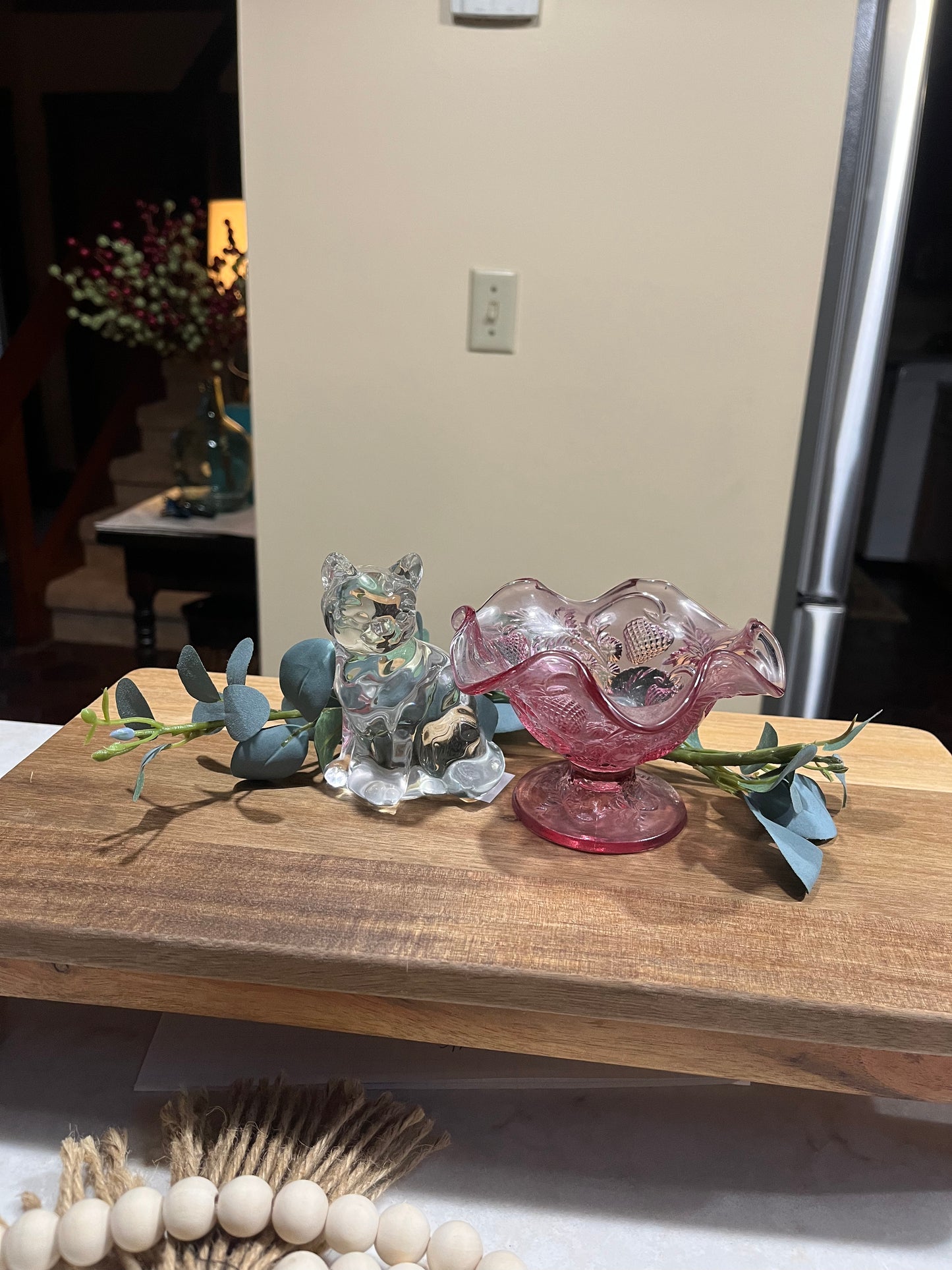 Pink glass strawberry sorbet bowl