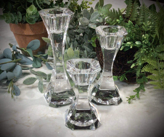 Trio of Crystal Candle Holders